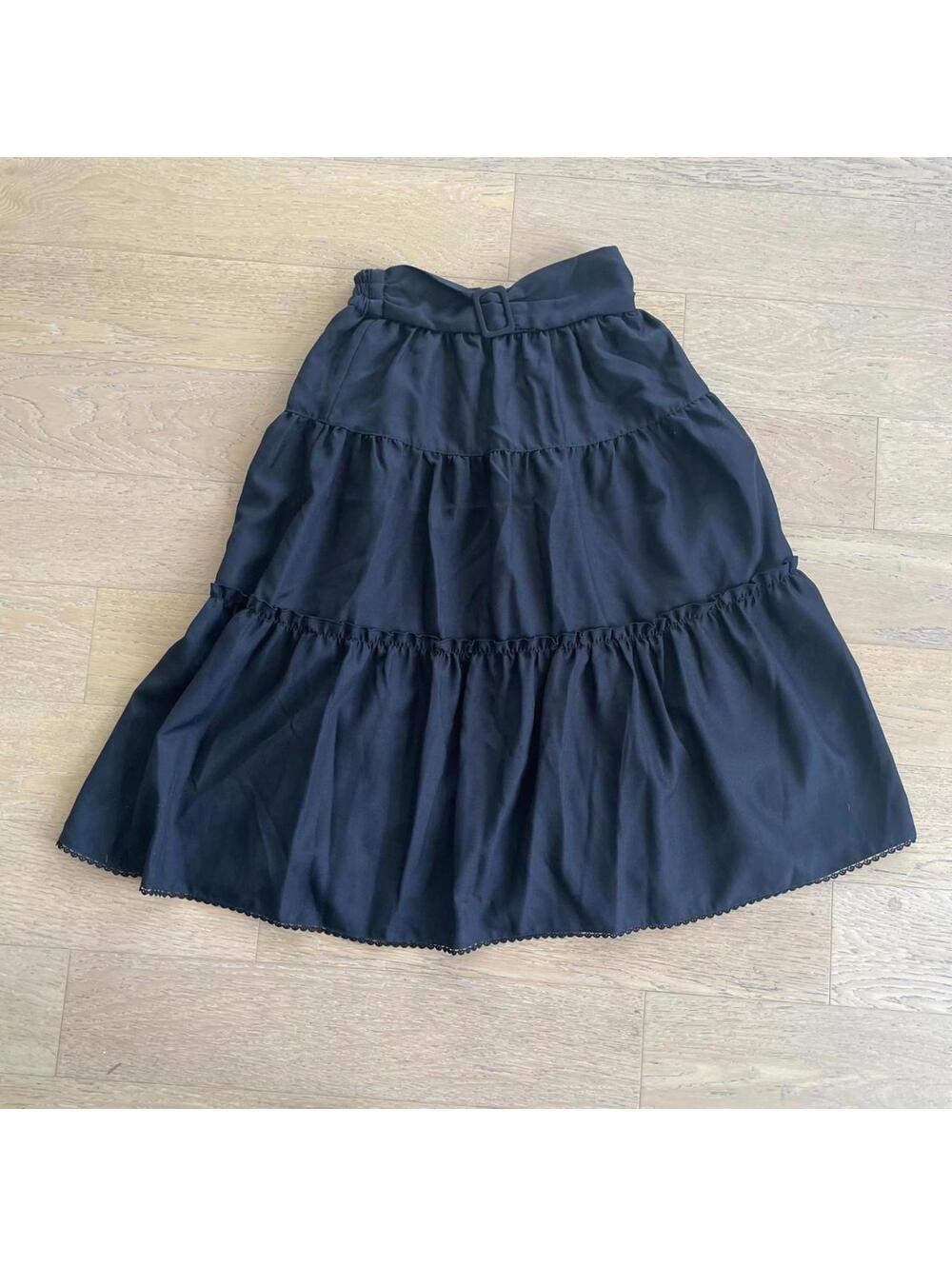 Black Tiered Skirt with Elastic Waistband